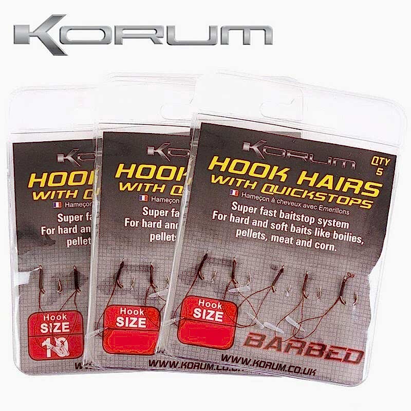 Korum Barbed Hook Hairs With Quickstops